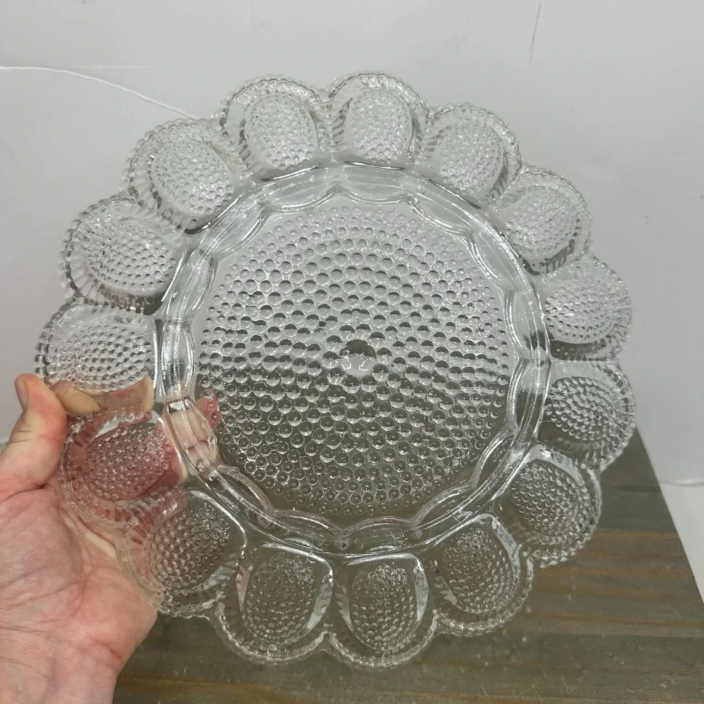 Vintage Hobnail Indiana Glass Egg plater 11 1/4